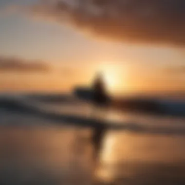 Surfer silhouette against the sunrise sky