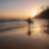 Surfer Silhouette on Sunset Beach