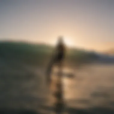 Surfer silhouette against the sunset