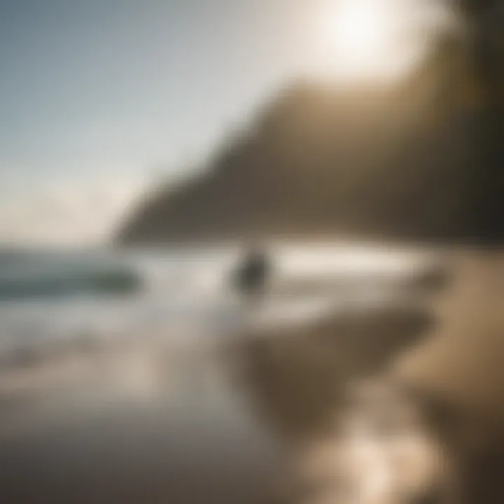 Surfer walking along the shore at Osa Peninsula