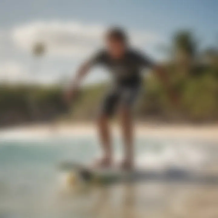 Surfer performing a stylish maneuver on a longboard in Aruba