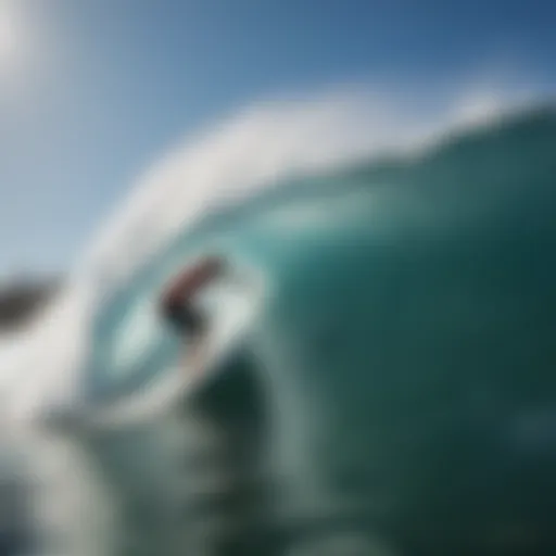 Surfer riding a barrel wave in Dana Point