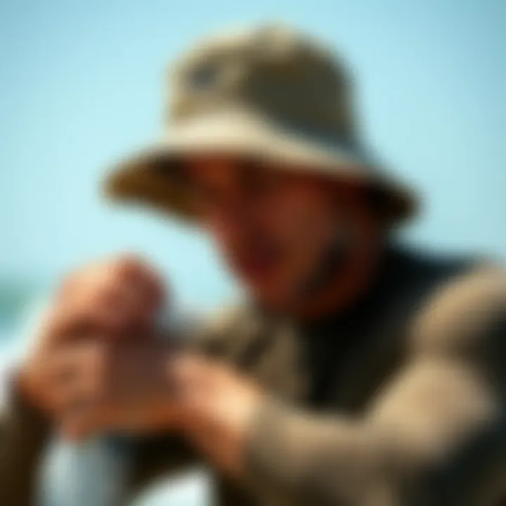 Person cleaning a bucket hat with proper care tips