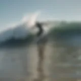 Surfers riding waves at Galveston Beach