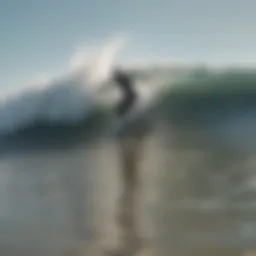 Surfers riding waves at Galveston Beach