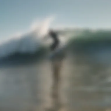 Surfers riding waves at Galveston Beach