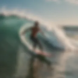 Surfer catching a wave at Rockaway Beach