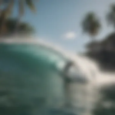 Surfer catching a wave in a picturesque beach town in Panama