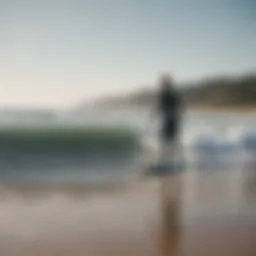 Surfing instructor giving guidance on Long Island beach