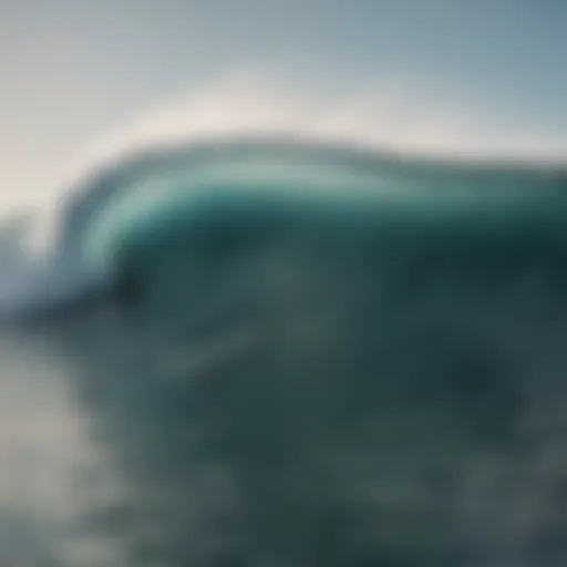 Surfer riding a massive wave