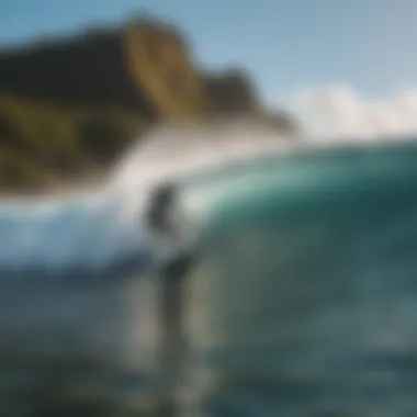 Surfer catching a wave on North Shore Oahu