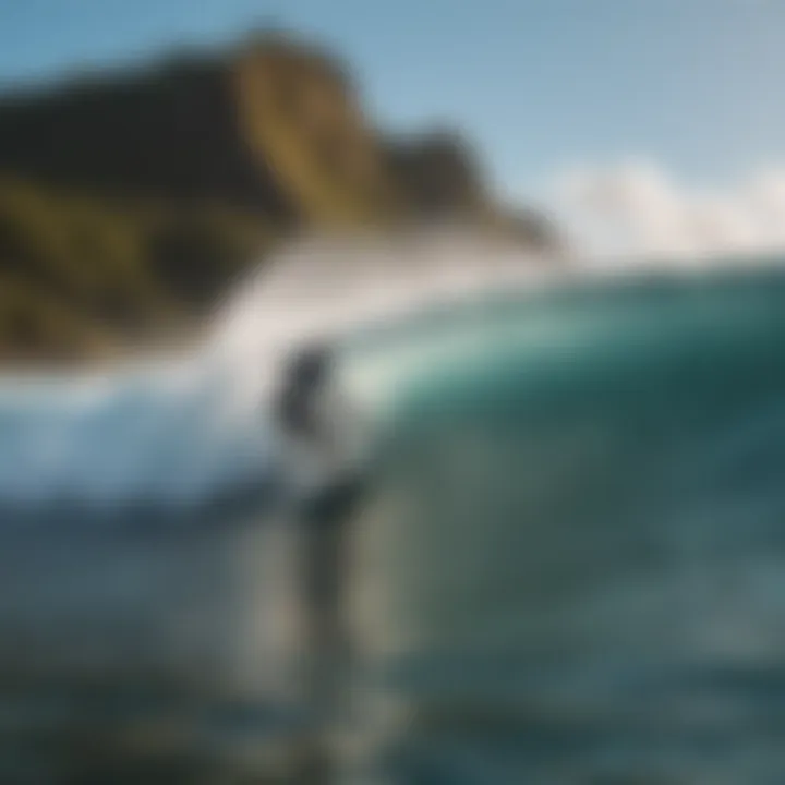 Surfer catching a wave on North Shore Oahu