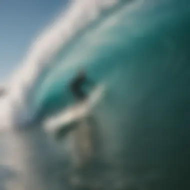 Surfer catching waves during optimal tide