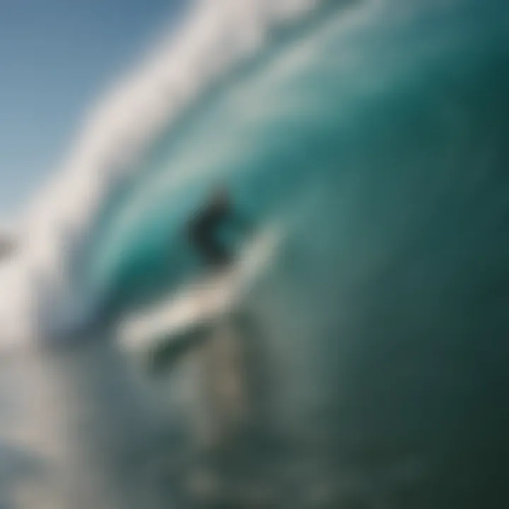 Surfer catching waves during optimal tide