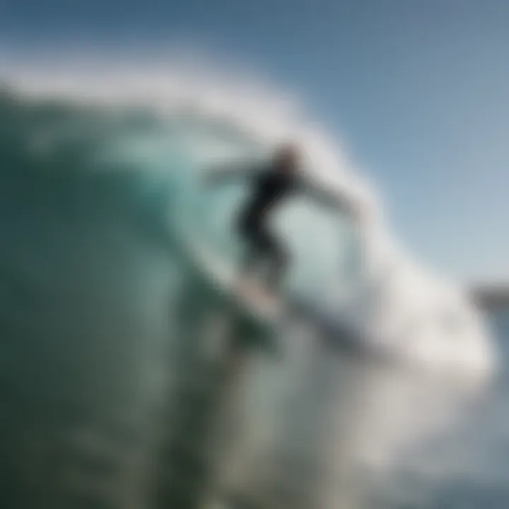 Surfer performing a stylish cutback maneuver on a wave