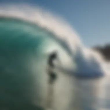 Surfer catching a wave in San Diego