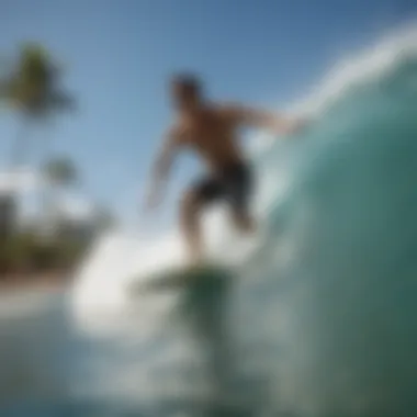 Surfer riding a wave at Waikiki Beach