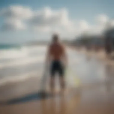 Local surf community gathering for a beach clean-up