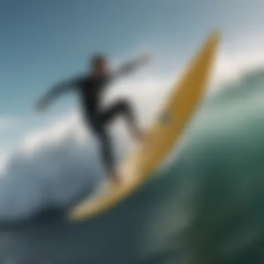 Surfer performing an aerial trick above the wave