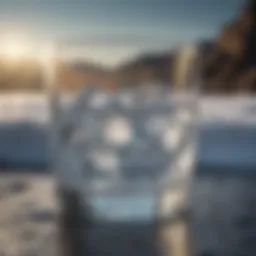 A glass of ice water reflecting sunlight, symbolizing relief.