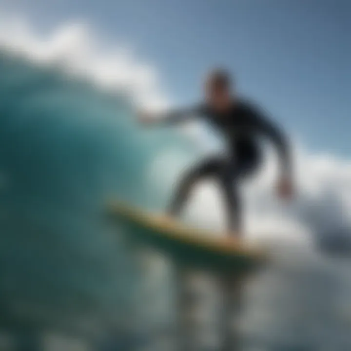 A surfer carving a wave with skill and grace.