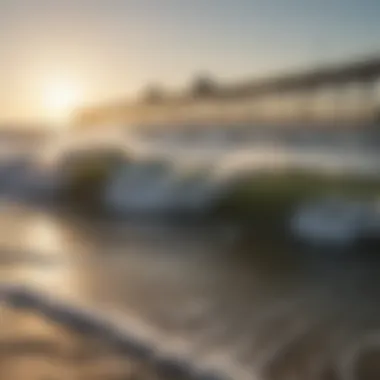 A panoramic view of Charleston coastline with surfable waves