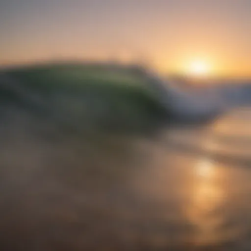 Sunrise over Folly Beach showcasing perfect surfing waves