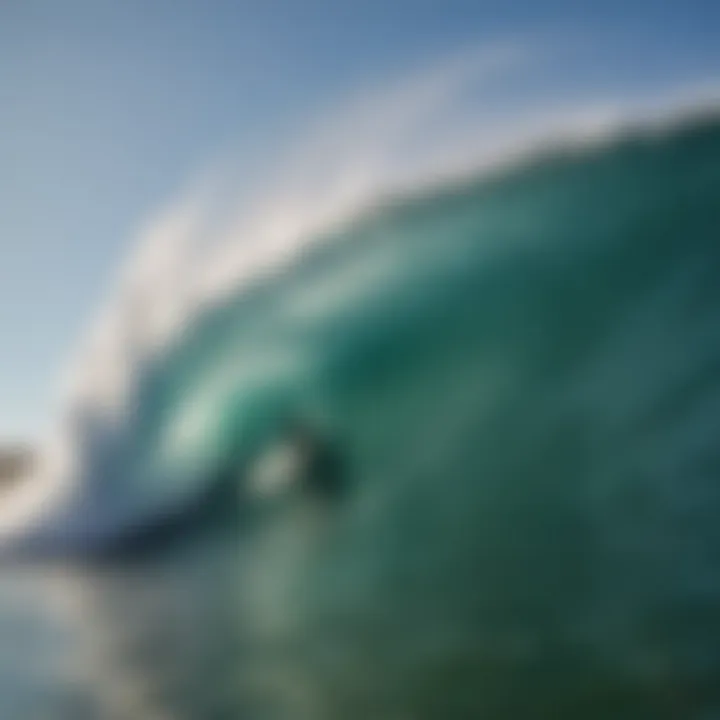 Close-up of the wave formation at The Wedge, highlighting its unique characteristics.