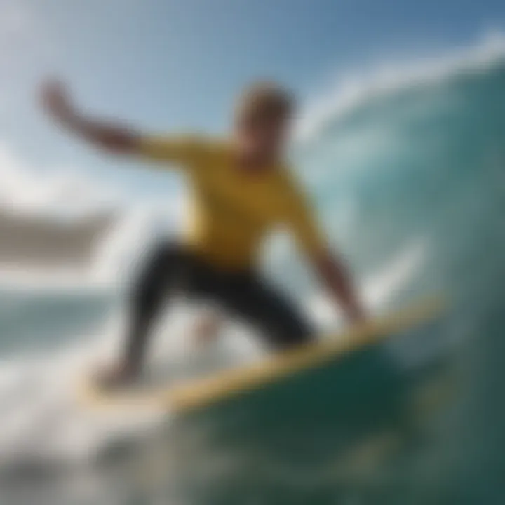 Surfer riding a wave at Billabong Hawaii