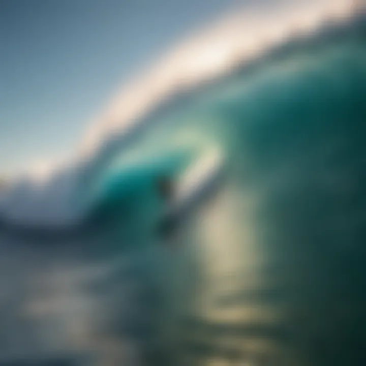 Ocean wave breaking during a thrilling surfboarding session