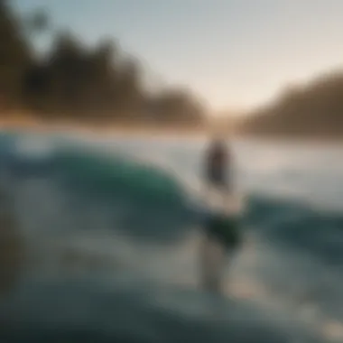 Group of surfers paddling out into the ocean together