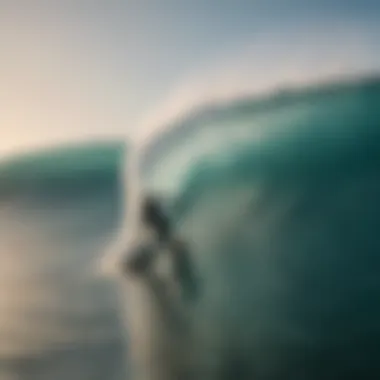 Surfer executing a perfect barrel maneuver