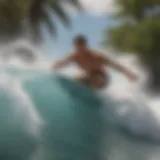 Rider conquering a massive wave at Typhoon Lagoon