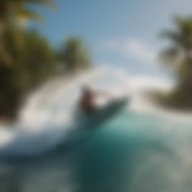 Surfer executing a perfect barrel roll maneuver at Typhoon Lagoon