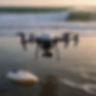 Close-up of high-quality camera on fishing drone