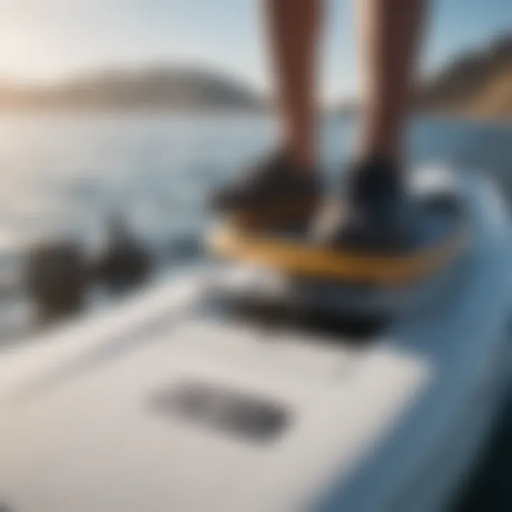 Close-up of high-quality motor attachment on inflatable paddle board