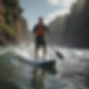 Experienced paddle boarder navigating rough waters