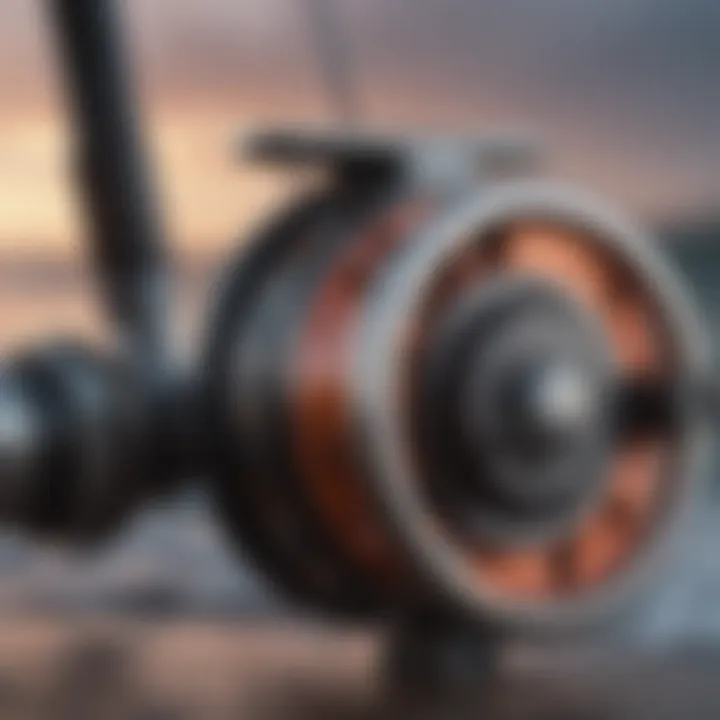 Close-up of high-quality surf fishing reel