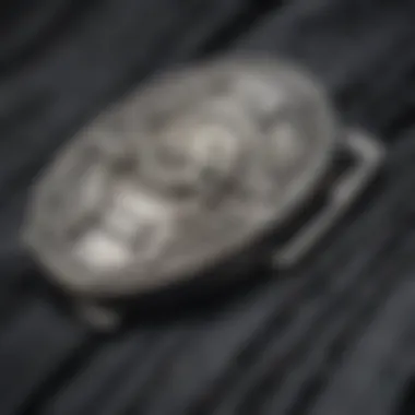 A close-up of a high-quality metallic surf tie buckle