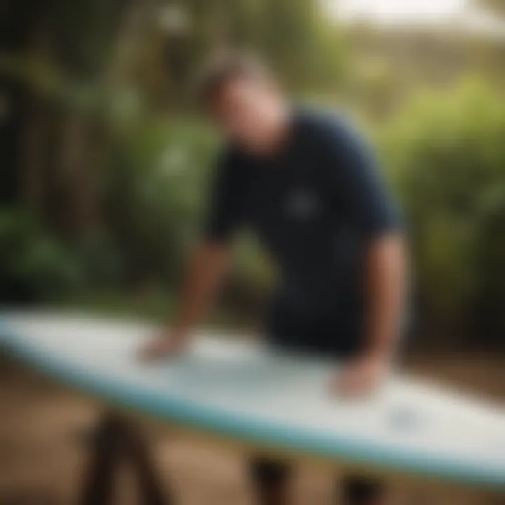 A well-maintained big guy surfboard, highlighting care and maintenance tips.