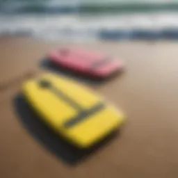 Selection of boogie boards of varying sizes and colors