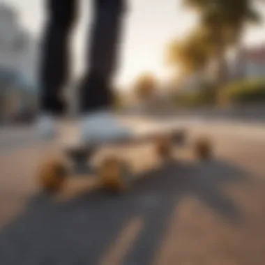 A beginner riding a pre-built skateboard, demonstrating ease of use.