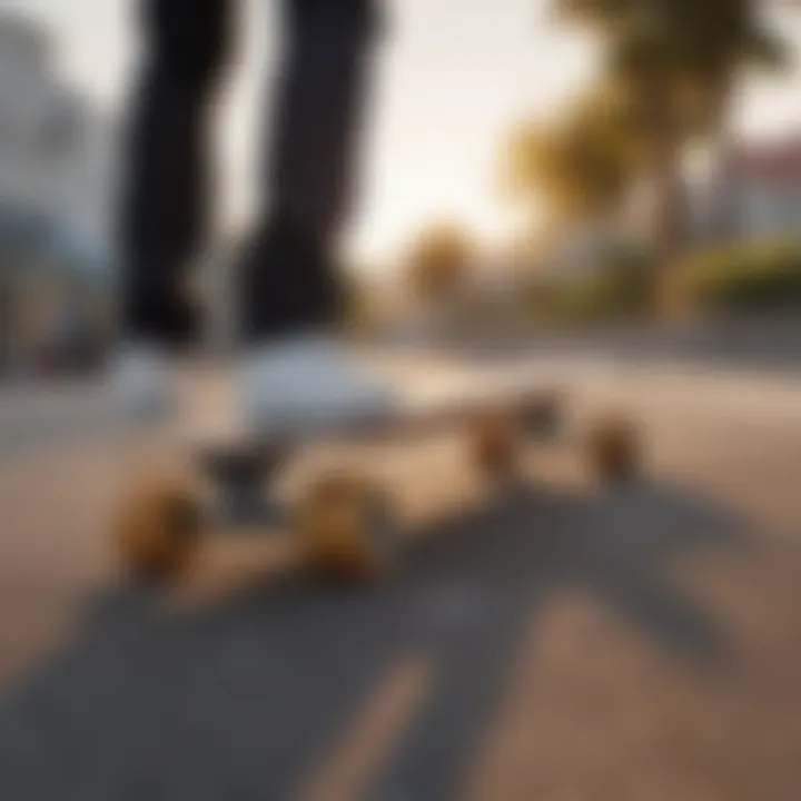 A beginner riding a pre-built skateboard, demonstrating ease of use.