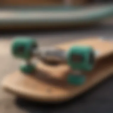 Close-up of skateboard components highlighting quality materials.