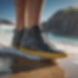 Close-up of high-performance reef shoes designed for surfers