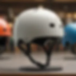 Close-up view of a skate helmet showcasing advanced design features.