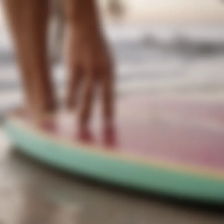 Close-up shot of skimboard materials highlighting craftsmanship and quality