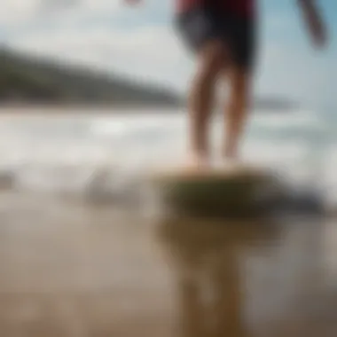 Skimboarding Experience Close-up of a skimboard in action on a beach