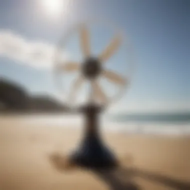 Wind direction indicators on a surfing beach