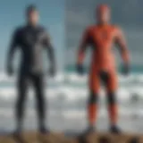 Comparison of drysuit and wetsuit designs highlighting their structure and features.